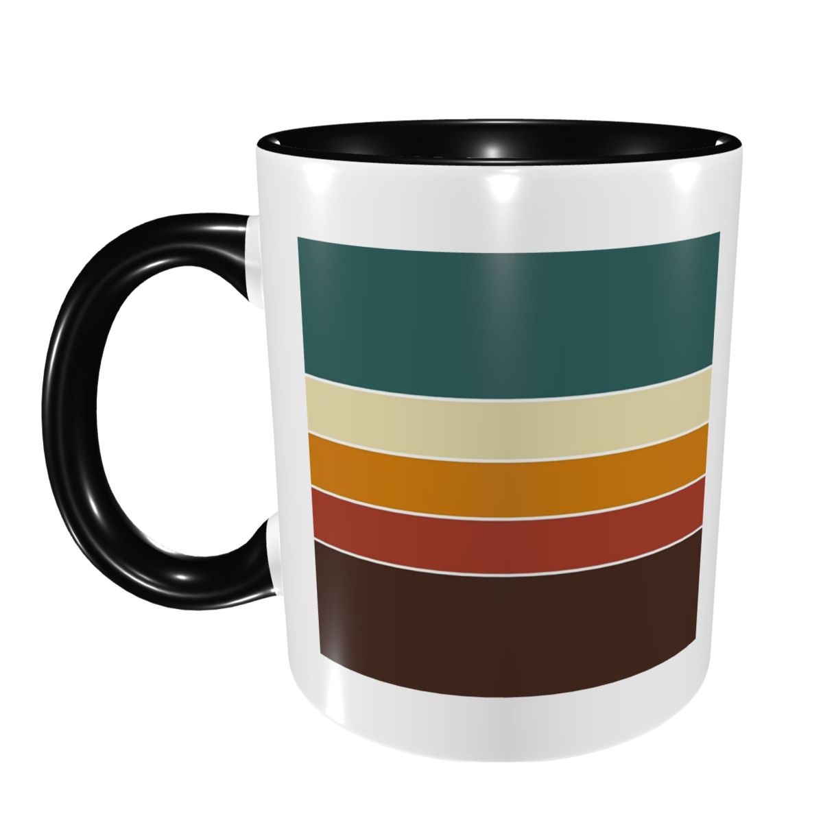 Coffee Tea Icon - Taza de Cerámica con Rayas Retro
