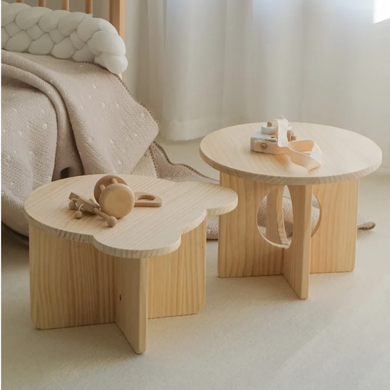 Tea Coffee Set Up - Mesa pequeña de madera maciza para