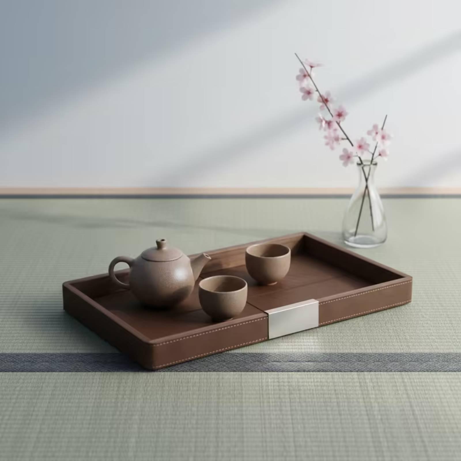 Tea Coffee Set Up - Bandeja de Madera de Nogal Minimalista