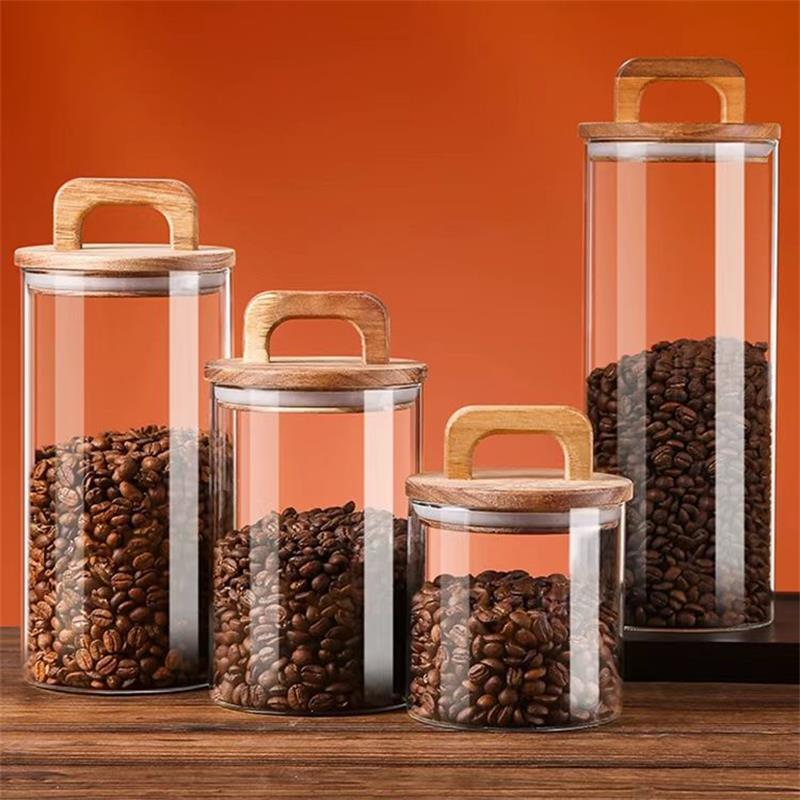 Tea Coffee Sugar Container - Tarro de vidrio transparente con tapa