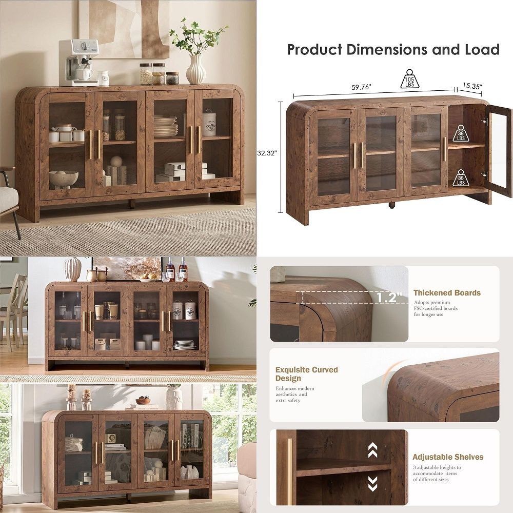 Coffee & Tea Garden Lincoln Menu - Aparador con Almacenamiento, Mueble Aparador con
