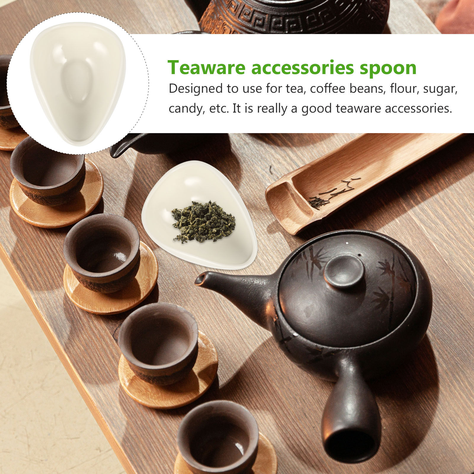 Coffee Tea And Bean Leaf - 2 Cucharas de Cerámica para Té