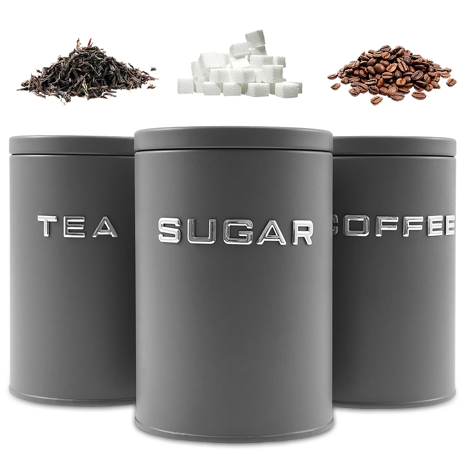Tea Coffee Sugar Container - Tarro redondo de Metal para cocina,