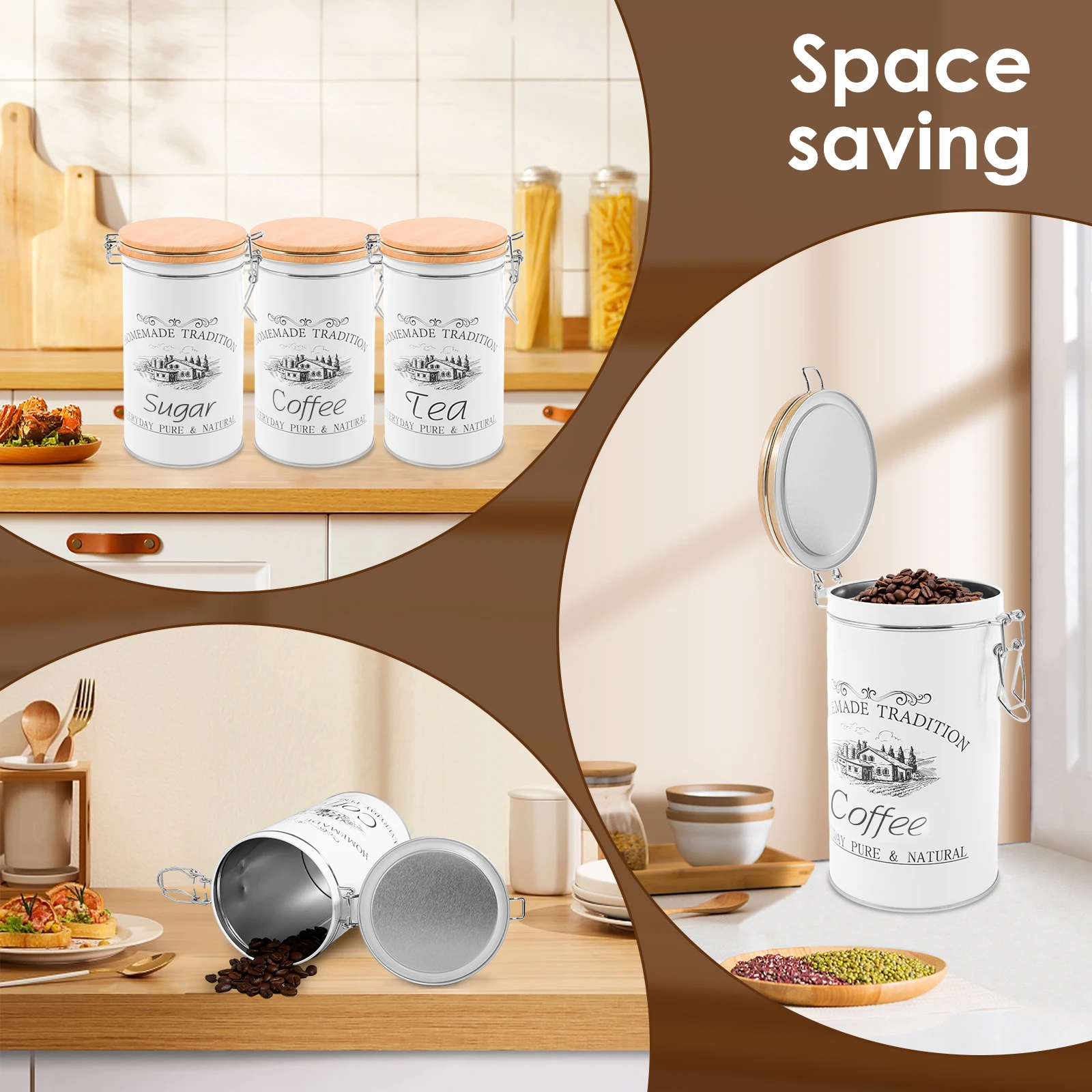 3 unids/set de botes de azúcar - Tea Coffee Sugar Container reseña y precio