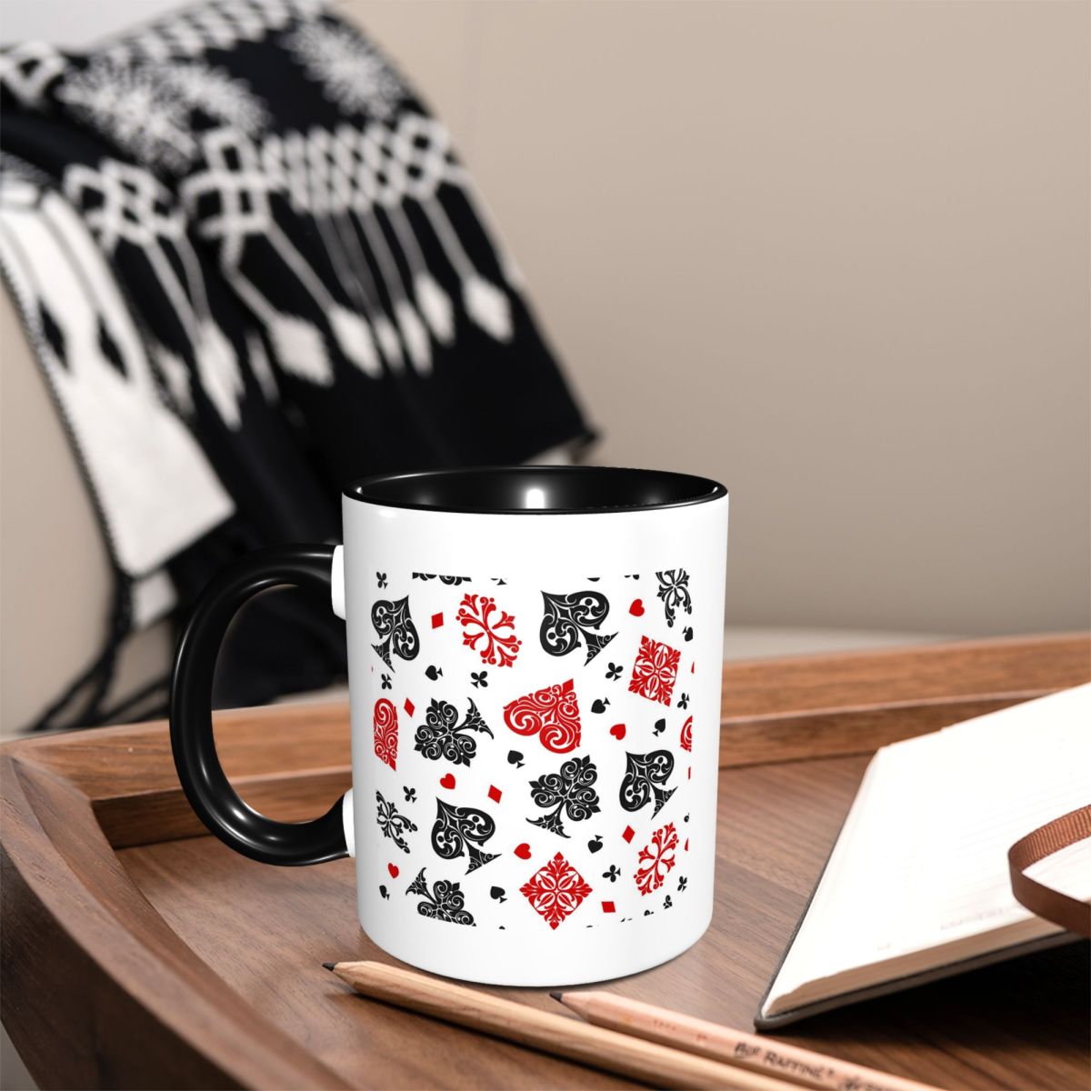 Taza con iconos de cartas de j - Coffee Tea Icon reseña y precio