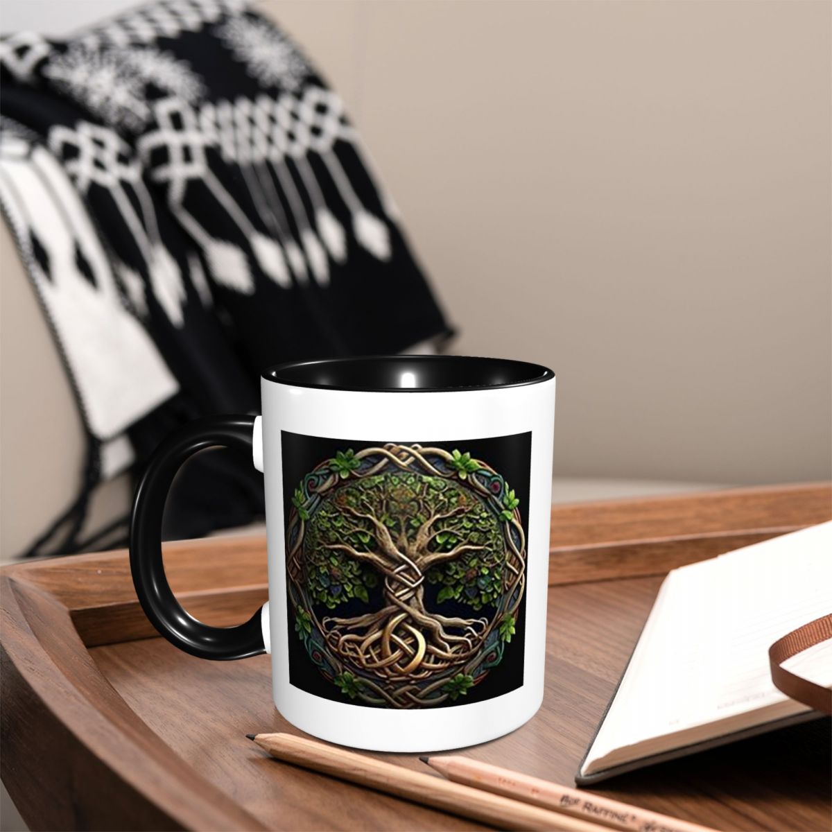 Taza con diseño del árbol de l - Coffee Tea World reseña y precio