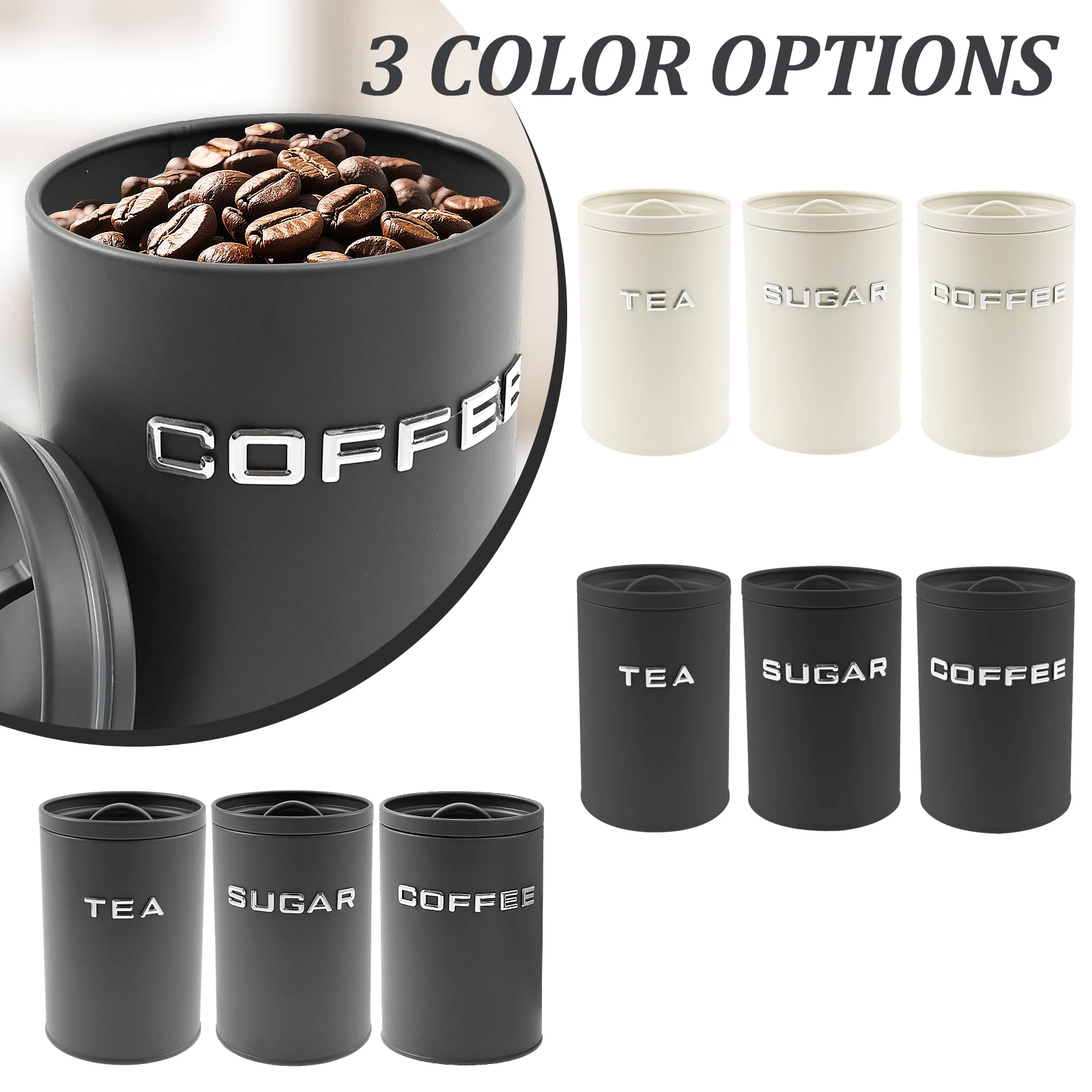Tarro redondo de Metal para co - Tea Coffee Sugar Container reseña y precio