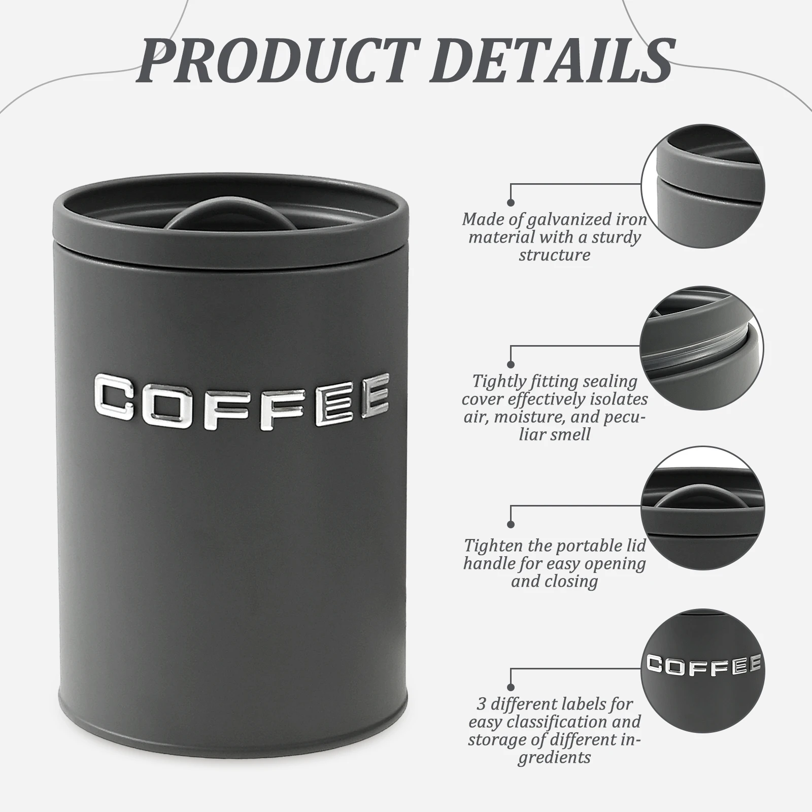 Tarro redondo de Metal para co - Tea Coffee Sugar Container reseña y precio